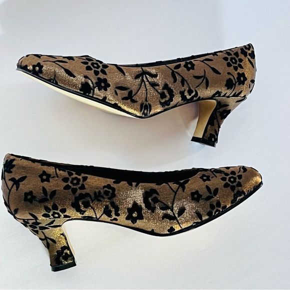 PM Collection Shoes - PM Collection by 9•2•5 Brown & Black Floral Heels Women Size 8.5 M